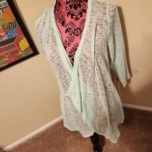 Torrid Light Green Sheer Cardigan Size 0 (Large)